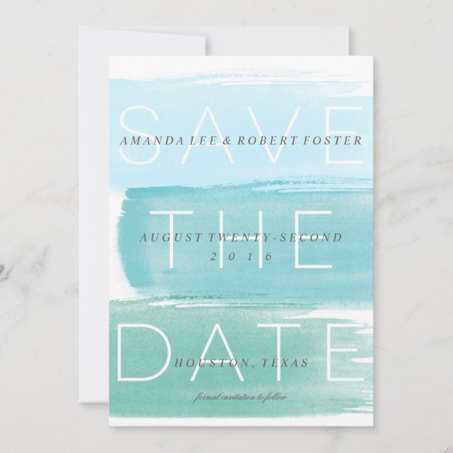 Watercolor Ombre Stripes Save the Date (Front)