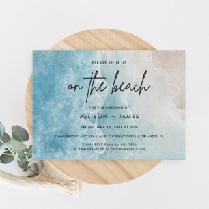 Watercolor On The Beach Destination Wedding Invitation