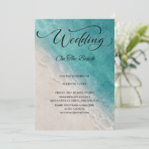 Watercolor On The Beach Photo Wedding  Invitation