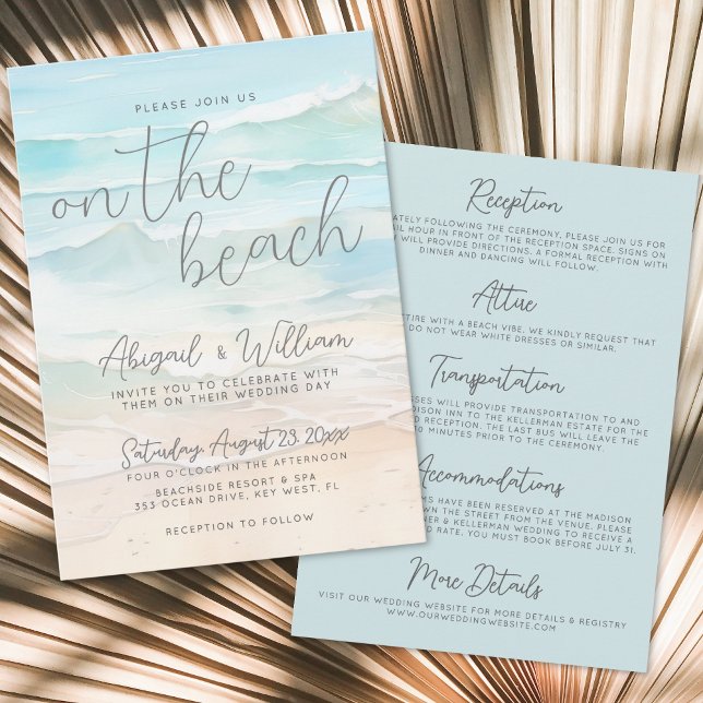 Watercolor On The Beach Wedding All In One Invitation (Watercolor On The Beach Wedding All In One Invitation)