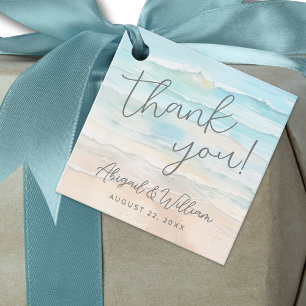 Watercolor On The Beach Wedding Favour Tags