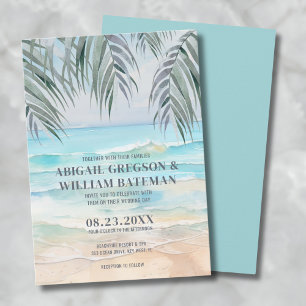 Watercolor On The Beach Wedding Invitation