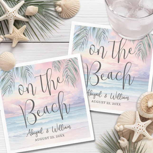 Watercolor On The Beach Wedding Napkin (Watercolor On The Beach Wedding Napkins)