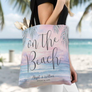 Watercolor On The Beach Wedding Tote Bag