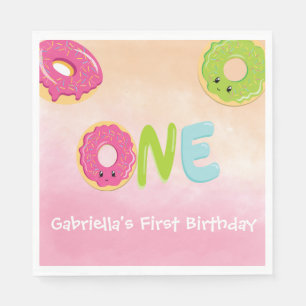 Watercolor ONE Doughnut personalised Napkins