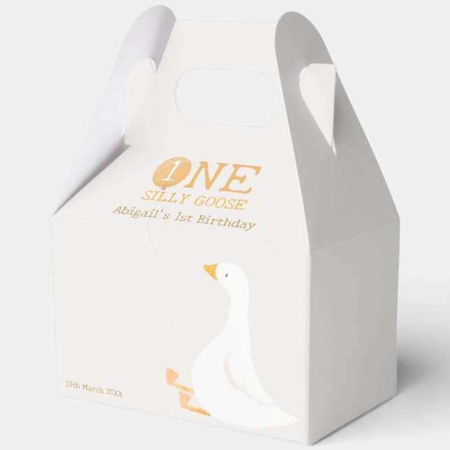 Watercolor One Silly Goose Wildflower 1st Birthday Favour Box (Front)