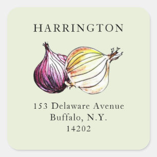 Watercolor Onions Hand-Drawn Return Address Label