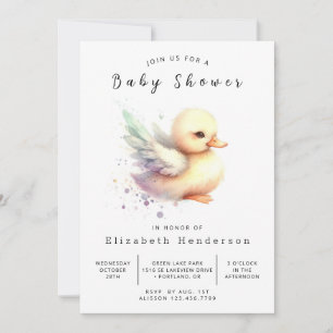 Watercolor Online Duck Baby Shower  Invitation