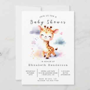  Watercolor Online Giraffe Baby Shower Invitation