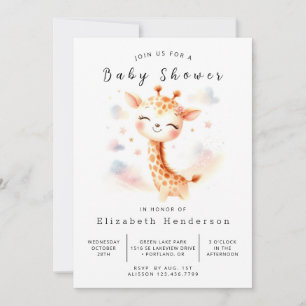Watercolor Online Giraffe Baby Shower Invitation