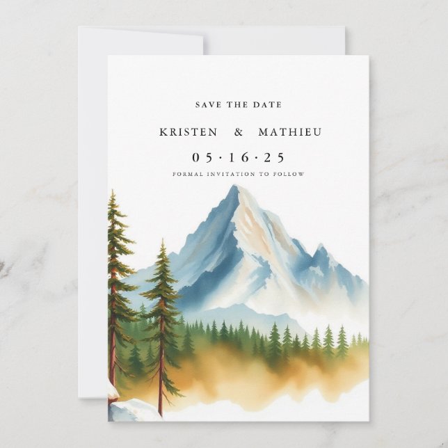 Watercolor Online Mountain Save The Date (Front)