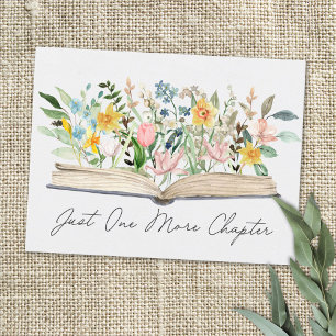 Watercolor Open Book with Flowers Floral Aesthetic Postcard