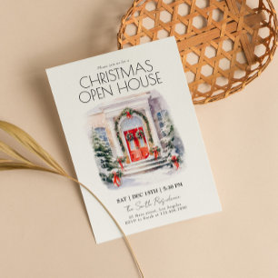 Watercolor Open House Christmas Party Invitation