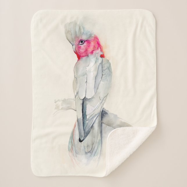 Watercolor Opera Cockatoo Sherpa Blanket (Front)