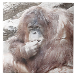 Watercolor Orang 2 Ceramic Tile