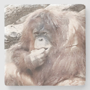 Watercolor Orang 2 Stone Coaster