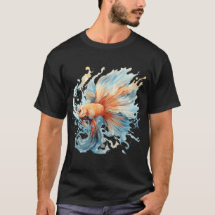 Watercolor Orange and Blue Veilfish - Freshwater F T-Shirt