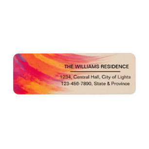 watercolor Orange and Red Brush Painted Strokes Return Address Label