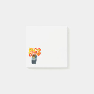 Watercolor orange and red poppies post-it notes