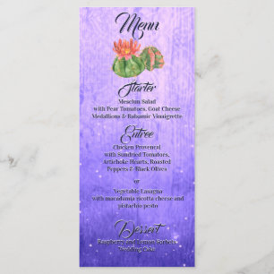 Watercolor Orange Blooming Cactus Purple Menu