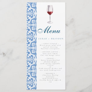 Watercolor Orange Blue tile Mediterranean Wine Menu