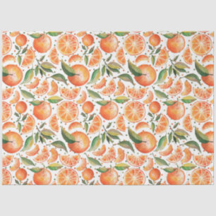 Watercolor Orange Citrus Botanical Pattern Tissue Paper