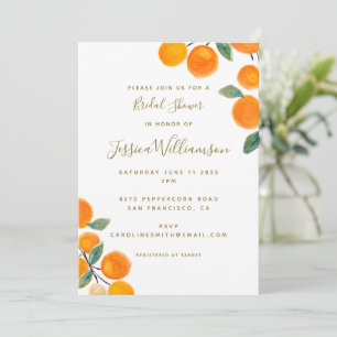 Watercolor Orange Citrus Fruit Bridal Shower  Invitation