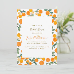 Watercolor Orange Citrus Fruit Bridal Shower Invitation