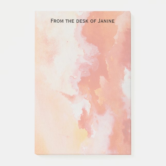 Watercolor Orange Clouds Post-it Notes (Front)