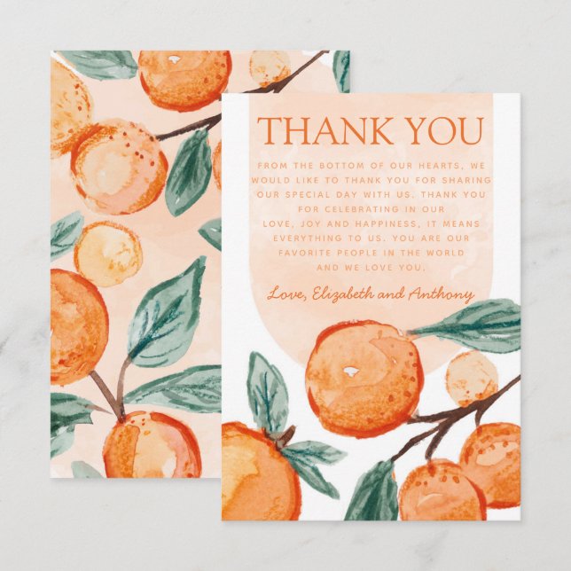Watercolor Orange Cutie Thank You Card (Front/Back)