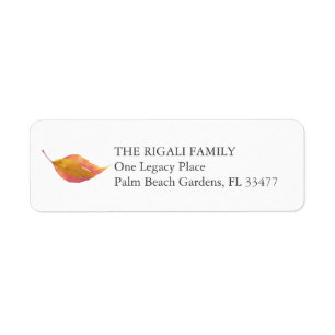 Watercolor Orange Fall Leaves Return Address Label