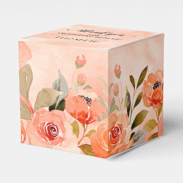 Watercolor Orange Floral Bridal Party Favour Box (Front Side)