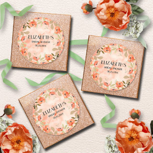 Watercolor Orange Floral Bridal Shower Classic Round Sticker
