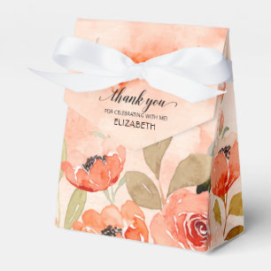 Watercolor Orange Floral Bridal Shower Favour Box