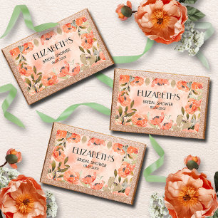 Watercolor Orange Floral Bridal Shower Rectangular Sticker