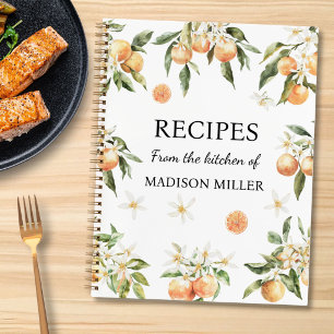 Watercolor Orange Floral Family Recipe Book