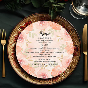 Watercolor Orange Floral Round Menu