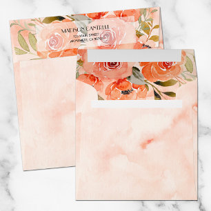 Watercolor Orange Floral Square Envelope