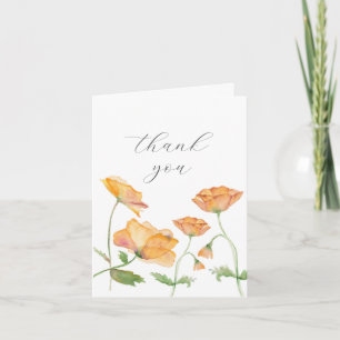 Watercolor Orange Floral Thank You Card