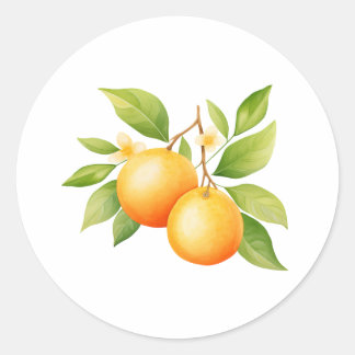 Watercolor Orange Flower Classic Round Sticker