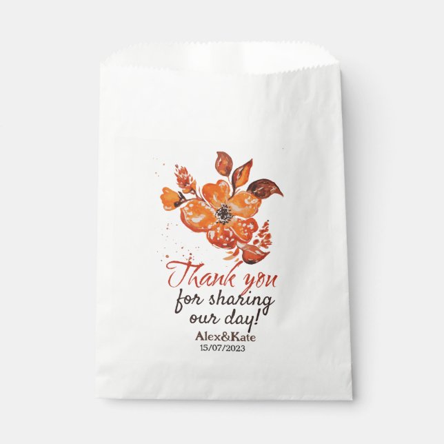 Watercolor Orange Flower Favour Bag (Front)