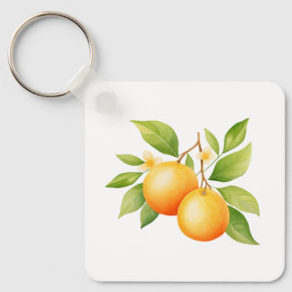 Watercolor Orange Flower Key Ring