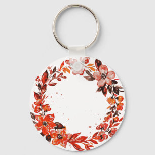 Watercolor orange flowers key ring