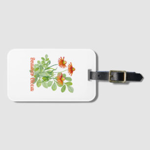Watercolor orange flowers luggage tag