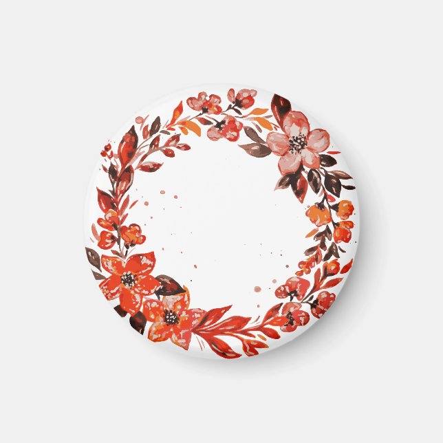 Watercolor orange flowers magnet (Front)
