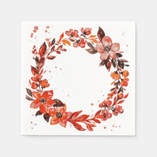 Watercolor orange flowers napkin