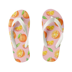 Watercolor Orange Fruit Pattern Kid's Thongs