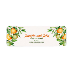 Watercolor Orange Fruit Wedding Return Address Label