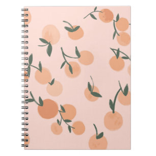 Watercolor orange fruits seamless pattern notebook