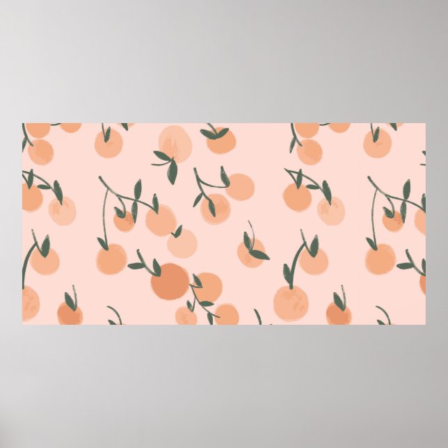 Watercolor orange fruits seamless pattern poster (Front)
